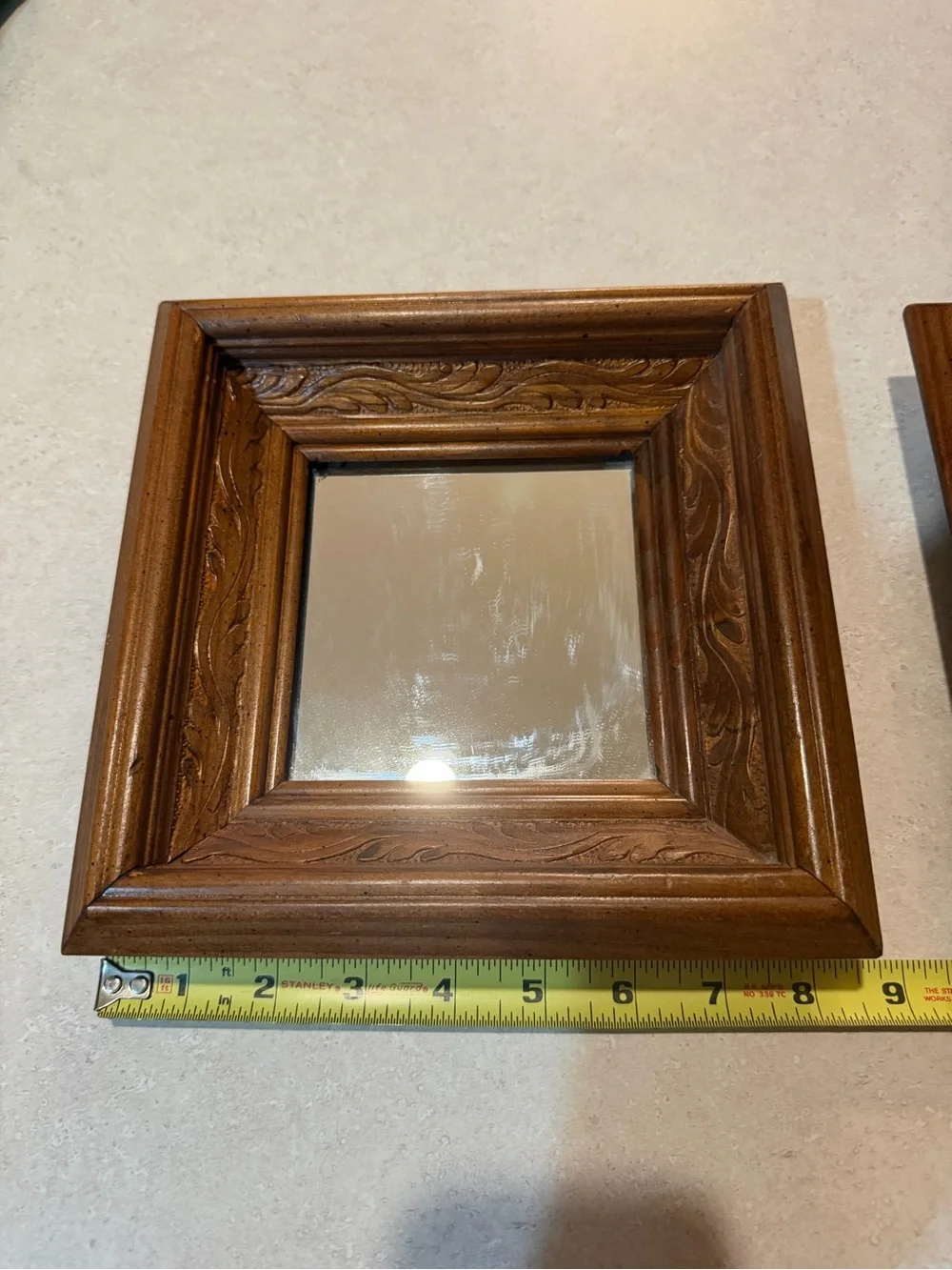 Vintage Carved Wood Filigree Mirror Wall Decor Hanging Art Boho Mid Century